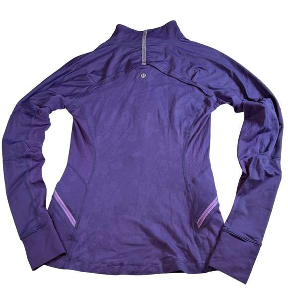 Lululemon Run Back on Track 1/2 Zip Pullover Floral Lace Jacquard Purple Size 4 - Picture 1 of 7